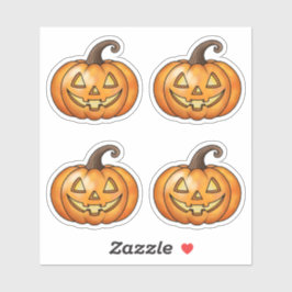 かわいい笑顔のオレンジ色の漫画カボチャのハロウィーン シール