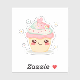 かわいい笑顔のカップケーキ シール