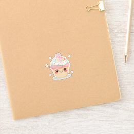 かわいい笑顔のカップケーキ シール