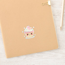 かわいい笑顔のカップケーキ シール