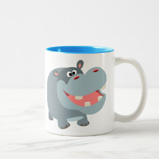 かわいい笑顔のカバ ツートーンマグカップ