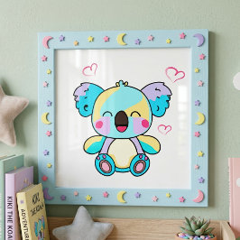 かわいい笑顔のカワイイ赤ちゃんコアラとハートマーク フォトプリント           