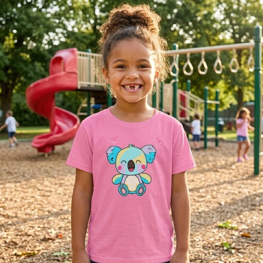 かわいい笑顔のカワイイ赤ちゃんコアラとハートマーク Tシャツ