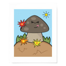 かわいい笑顔のキノコ | 日当たりの良い森の芸術