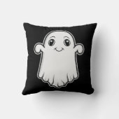 かわいい笑顔のキャラクター幽霊 ハロウィン モノクロ クッション (裏面)