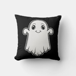 かわいい笑顔のキャラクター幽霊 ハロウィン モノクロ クッション