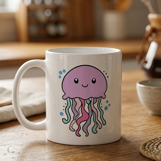 かわいい笑顔のクラゲと泡 コーヒーマグカップ