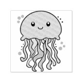 かわいい笑顔のクラゲと泡 セルフインキングスタンプ (デザイン)