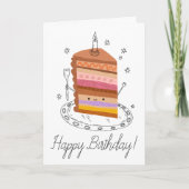 かわいい笑顔のケーキのビジネス誕生日おめでとうカード カード (正面)
