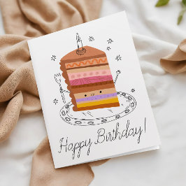 かわいい笑顔のケーキのビジネス誕生日おめでとうカード カード