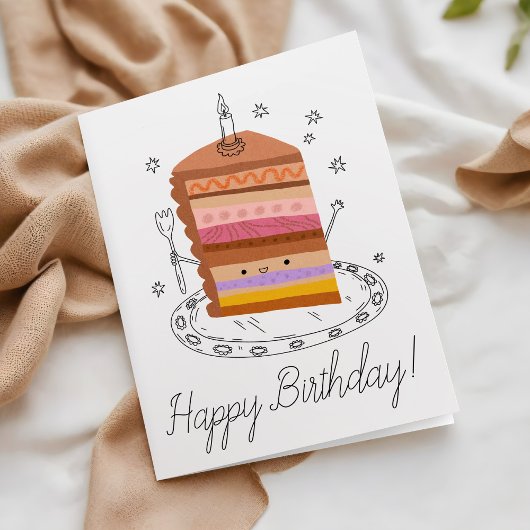 かわいい笑顔のケーキのビジネス誕生日おめでとうカード カード