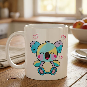 かわいい笑顔のコアラベイビーとハートマーク コーヒーマグカップ