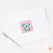 かわいい笑顔のコアラベイビーとハートマーク スクエアシール (封筒)