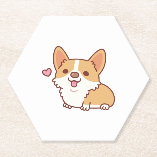 かわいい笑顔のコルギ犬 ペーパーコースター (正面)