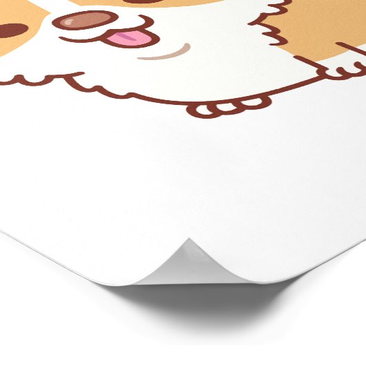 かわいい笑顔のコルギ犬 ポスター (角)
