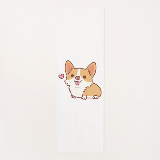 かわいい笑顔のコルギ犬 ヨガマット (正面)