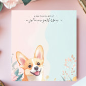 かわいい笑顔のコーギー犬の花の名前入り ノートパッド