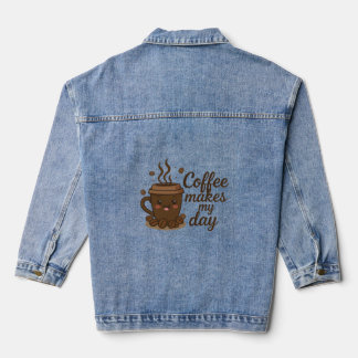 かわいい笑顔のコーヒーアートデニムジャケット デニムジャケット