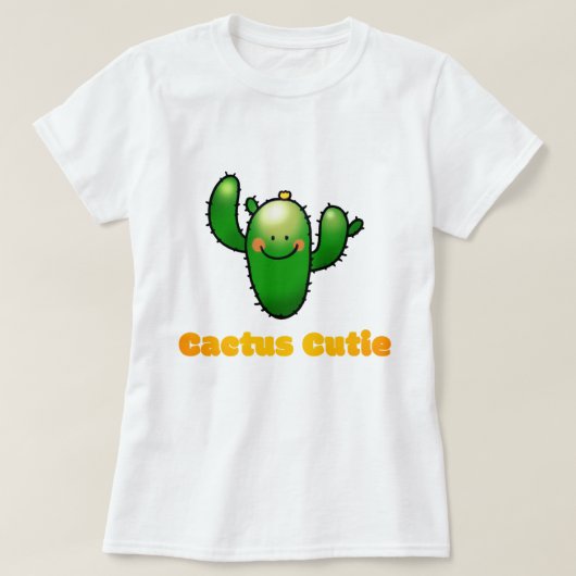 かわいい笑顔のサボテンのイラスト Tシャツ (デザイン正面)