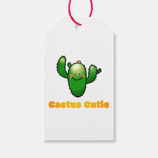 かわいい笑顔のサボテンイラスト ギフトタグ (正面)