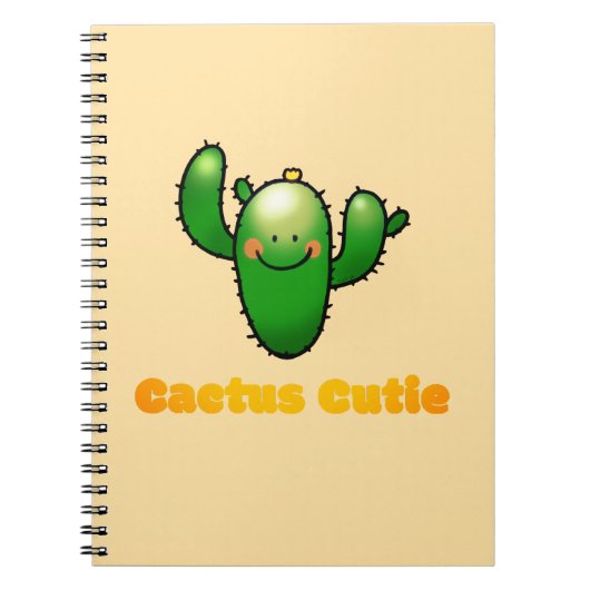 かわいい笑顔のサボテンイラスト ノートブック (正面)