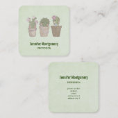 かわいい笑顔のサボテン着用ジュエリー水彩 スクエア名刺 (正面/裏面)