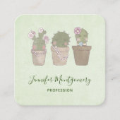 かわいい笑顔のサボテン着用ジュエリー水彩 スクエア名刺 (正面)