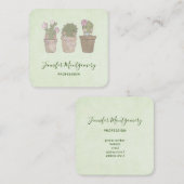 かわいい笑顔のサボテン着用ジュエリー水彩 スクエア名刺 (正面/裏面)