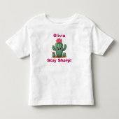 かわいい笑顔のサボテン「Stay Sharp!」 トドラーTシャツ (正面)