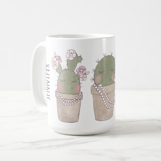 かわいい笑顔のサボトリオ着用ジュエリー コーヒーマグカップ (正面左)