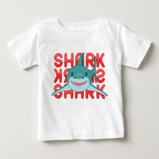 かわいい笑顔のサメ ベビーTシャツ (正面)