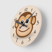 かわいい笑顔のサル ラウンド壁時計 (傾斜)