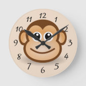 かわいい笑顔のサル ラウンド壁時計 (正面)