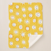 かわいい笑顔のサンカートゥーンアート シェルパブランケット (正面)