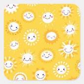 かわいい笑顔のサンカートゥーンアート スクエアシール (正面)