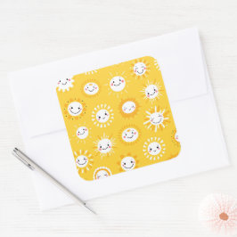 かわいい笑顔のサンカートゥーンアート スクエアシール