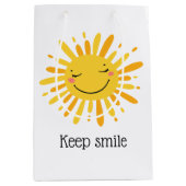 かわいい笑顔のサンカートゥーンアート ミディアムペーパーバッグ (正面)