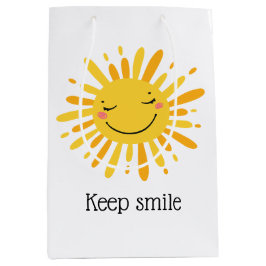 かわいい笑顔のサンカートゥーンアート ミディアムペーパーバッグ