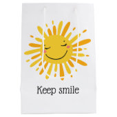 かわいい笑顔のサンカートゥーンアート ミディアムペーパーバッグ (裏面)