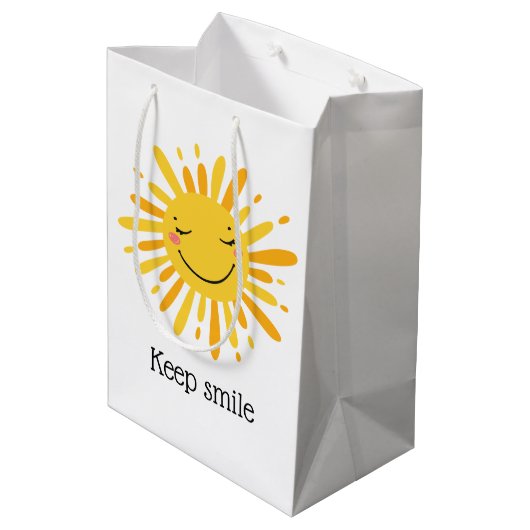 かわいい笑顔のサンカートゥーンアート ミディアムペーパーバッグ (裏面アングル)