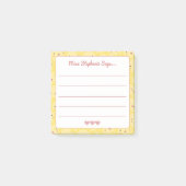 かわいい笑顔のサンシャインとハート先生名 ポストイット (正面)