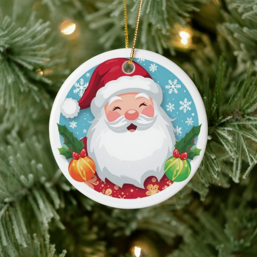 かわいい笑顔のサンタクロース クリスマス セラミックオーナメント (ツリー)