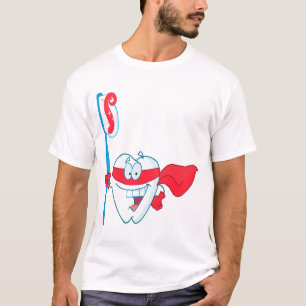 かわいい笑顔のスーパーヒーローの歯と歯ブラシ Tシャツ