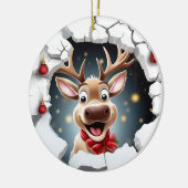 かわいい笑顔のトナカイが突破 セラミックオーナメント (左)