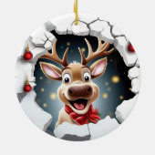かわいい笑顔のトナカイが突破 セラミックオーナメント (裏面)