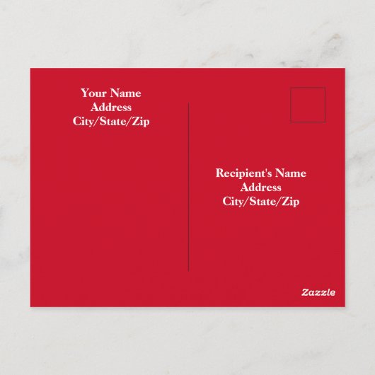 かわいい笑顔のトナカイ子犬レッドクリスマス ポストカード (裏面)