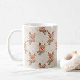 かわいい笑顔のトナカイ クリスマスパターン コーヒーマグカップ