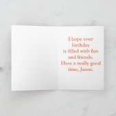 かわいい笑顔のドラゴンと子どもの誕生日 カード (内部)