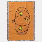 かわいい笑顔のハロウィンカボチャ スローブランケット (正面縦)