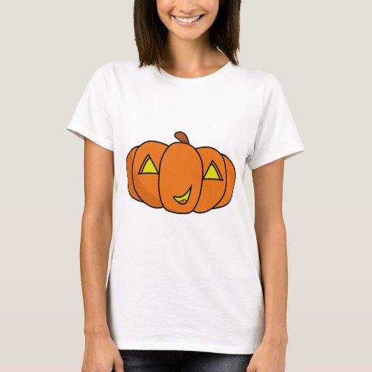 かわいい笑顔のハロウィンカボチャ Tシャツ (正面)